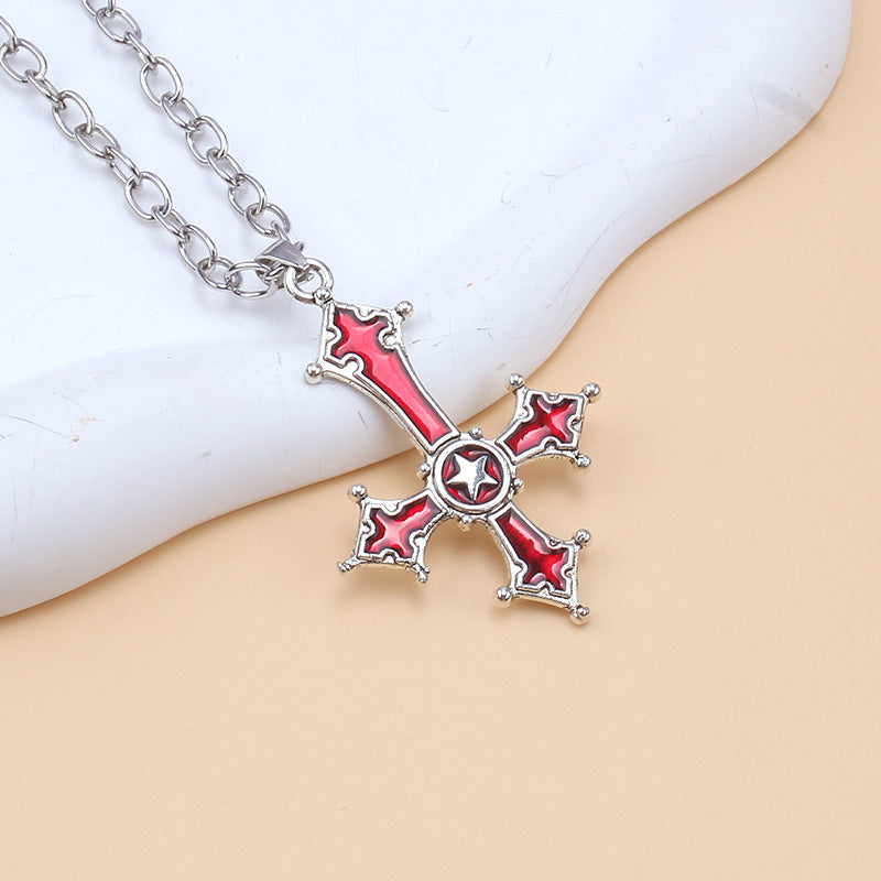 Wholesale Gothic Inverted Cross Pendant Alloy Necklace